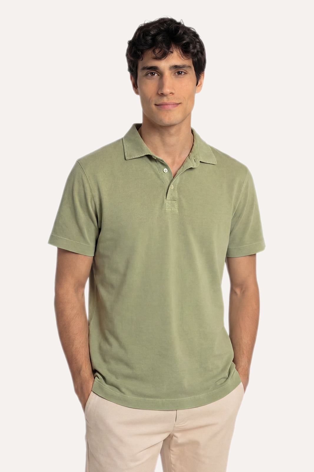 POLO MANGA CORTA JERSEY VERDE OLIVA