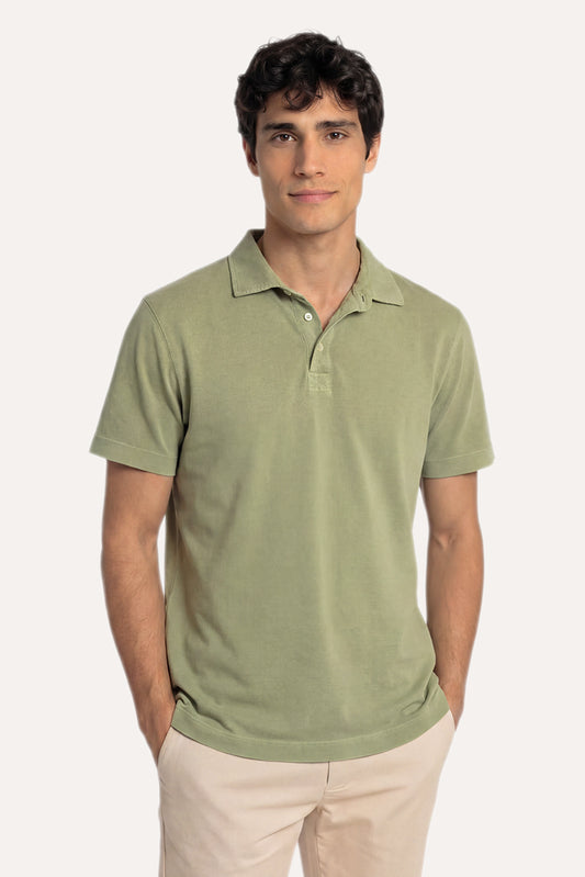 POLO MANGA CORTA JERSEY VERDE OLIVA