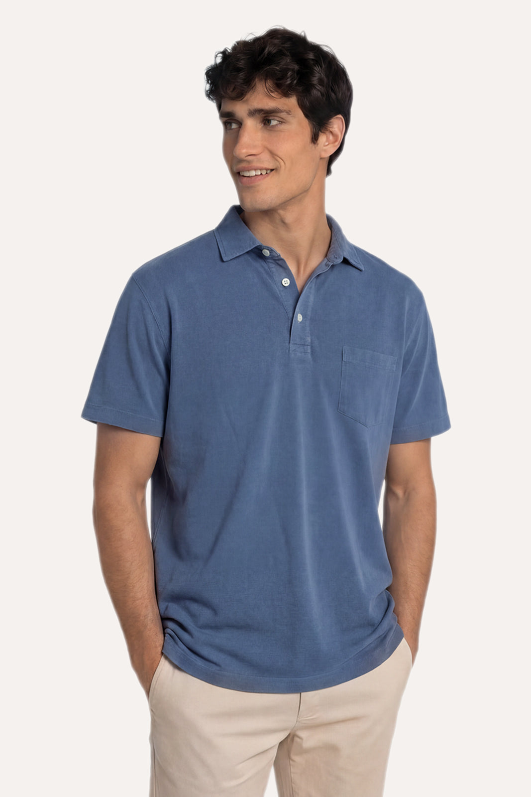 POLO MANGA CORTA JERSEY AZUL