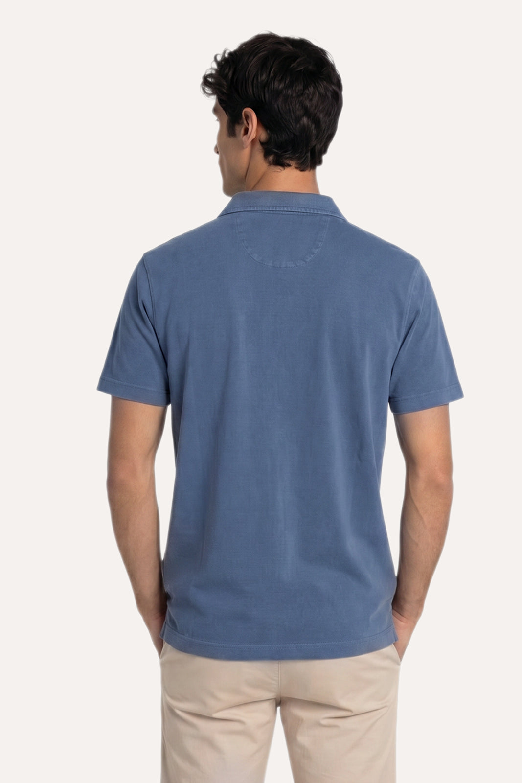 POLO MANGA CORTA JERSEY AZUL
