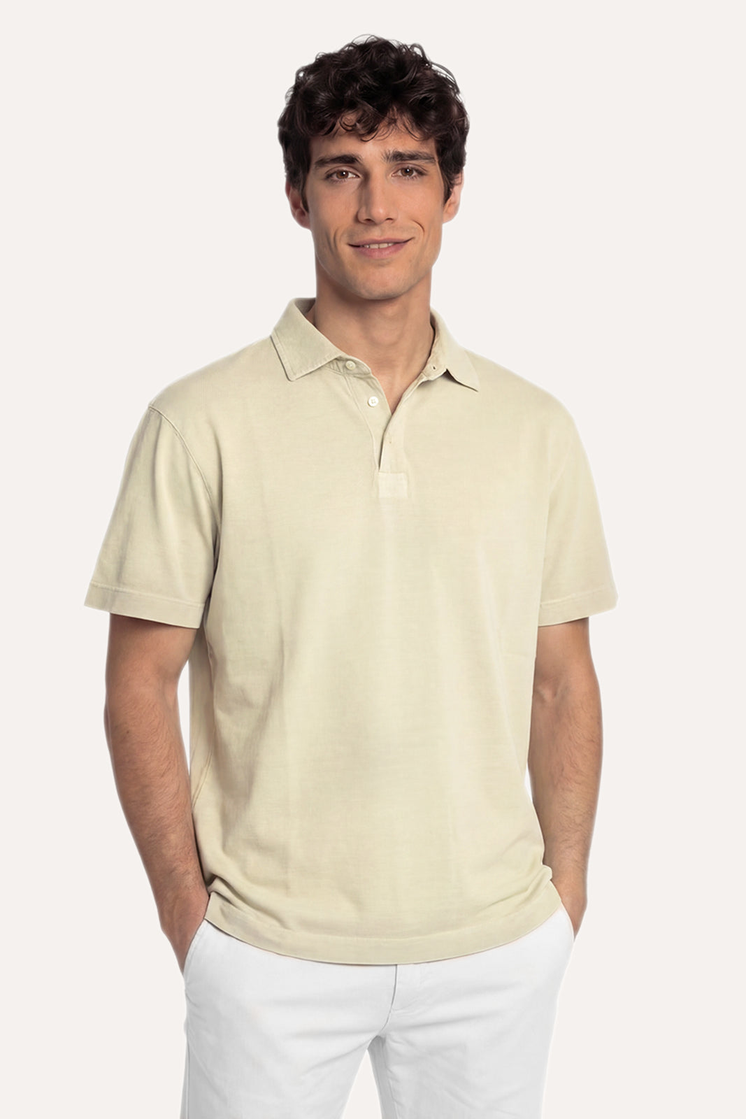 POLO MANGA CORTA JERSEY BEIGE