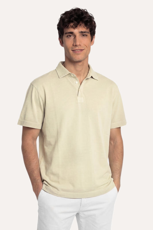 POLO MANGA CORTA JERSEY BEIGE