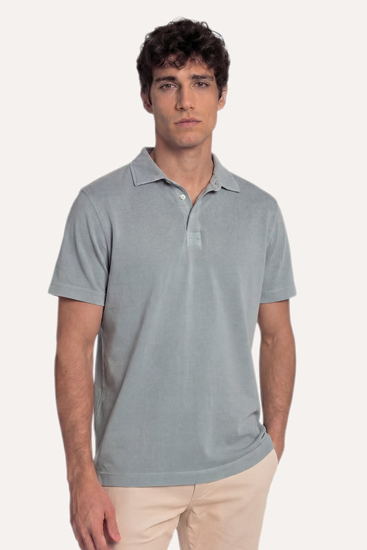 POLO MANGA CORTA JERSEY AZUL VERDOSO