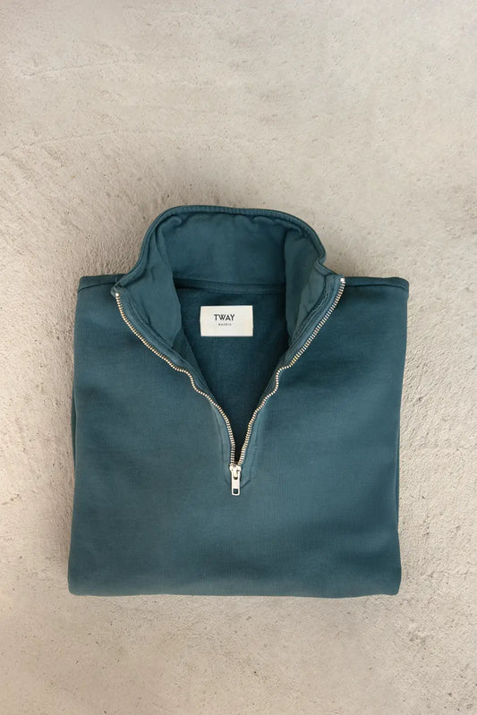 SUDADERA CON CREMALLERA AZUL VERDOSO