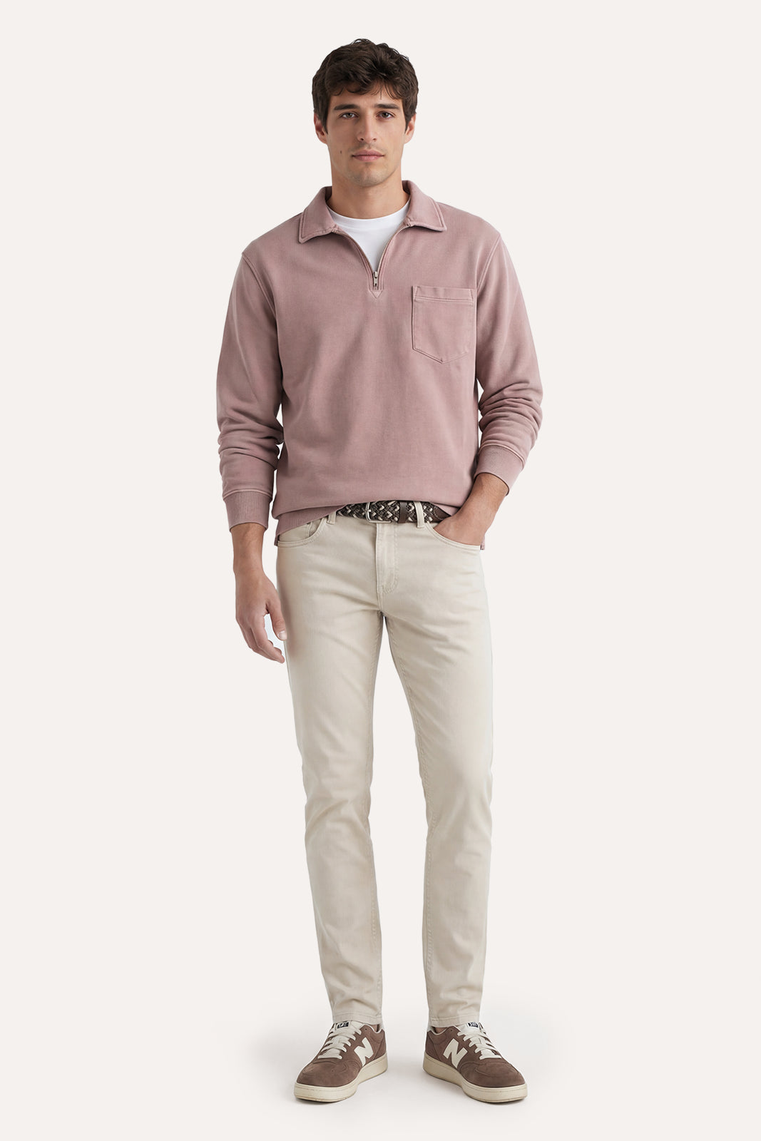 SUDADERA CUELLO POLO ROSA LAVADO