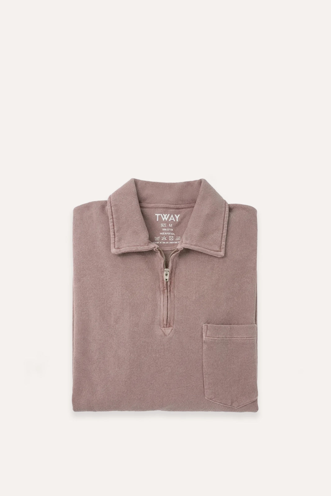 SUDADERA CUELLO POLO ROSA LAVADO