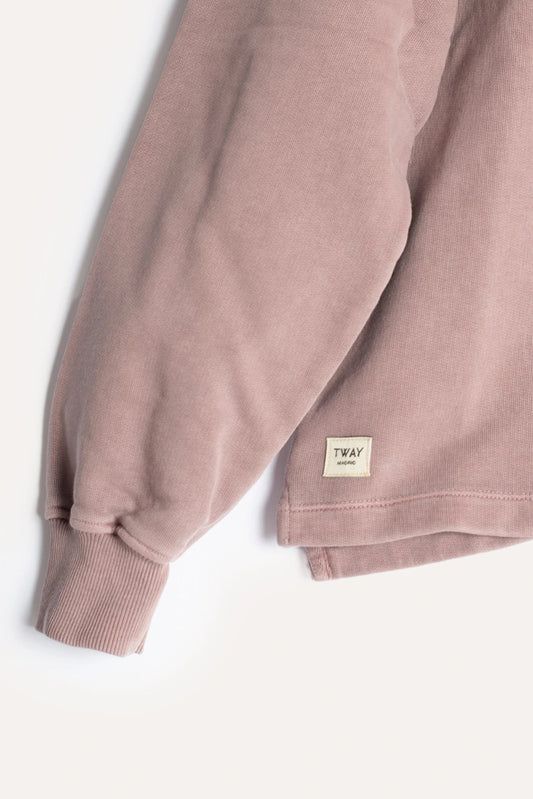 SUDADERA CUELLO POLO ROSA LAVADO