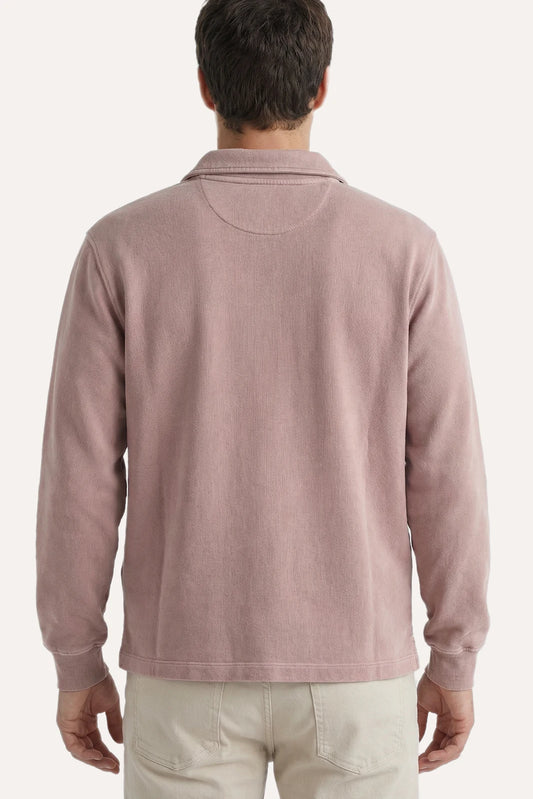 SUDADERA CUELLO POLO ROSA LAVADO