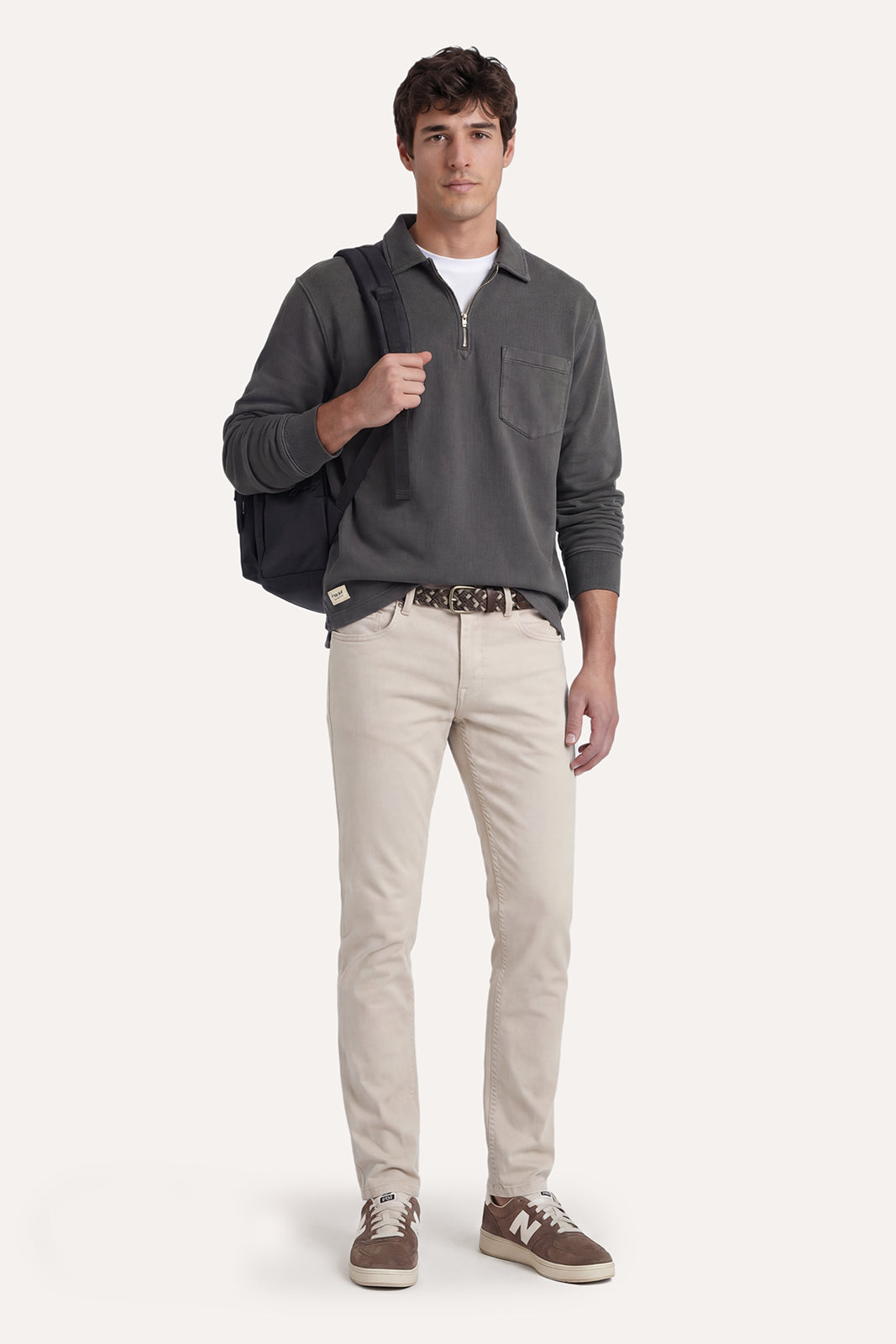 SUDADERA CUELLO POLO GRIS ANTRACITA