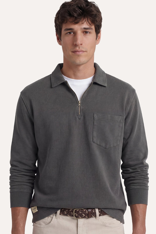 SUDADERA CUELLO POLO GRIS ANTRACITA