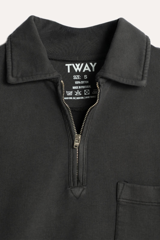 SUDADERA CUELLO POLO GRIS ANTRACITA