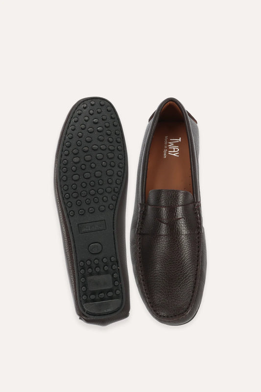 MOCASINES DE PIEL LABRADA MARRÓN