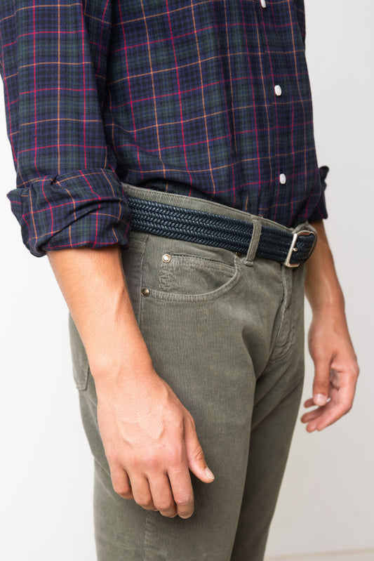 PANTALÓN 5 BOLSILLOS DE PANA GRIS VERDOSO