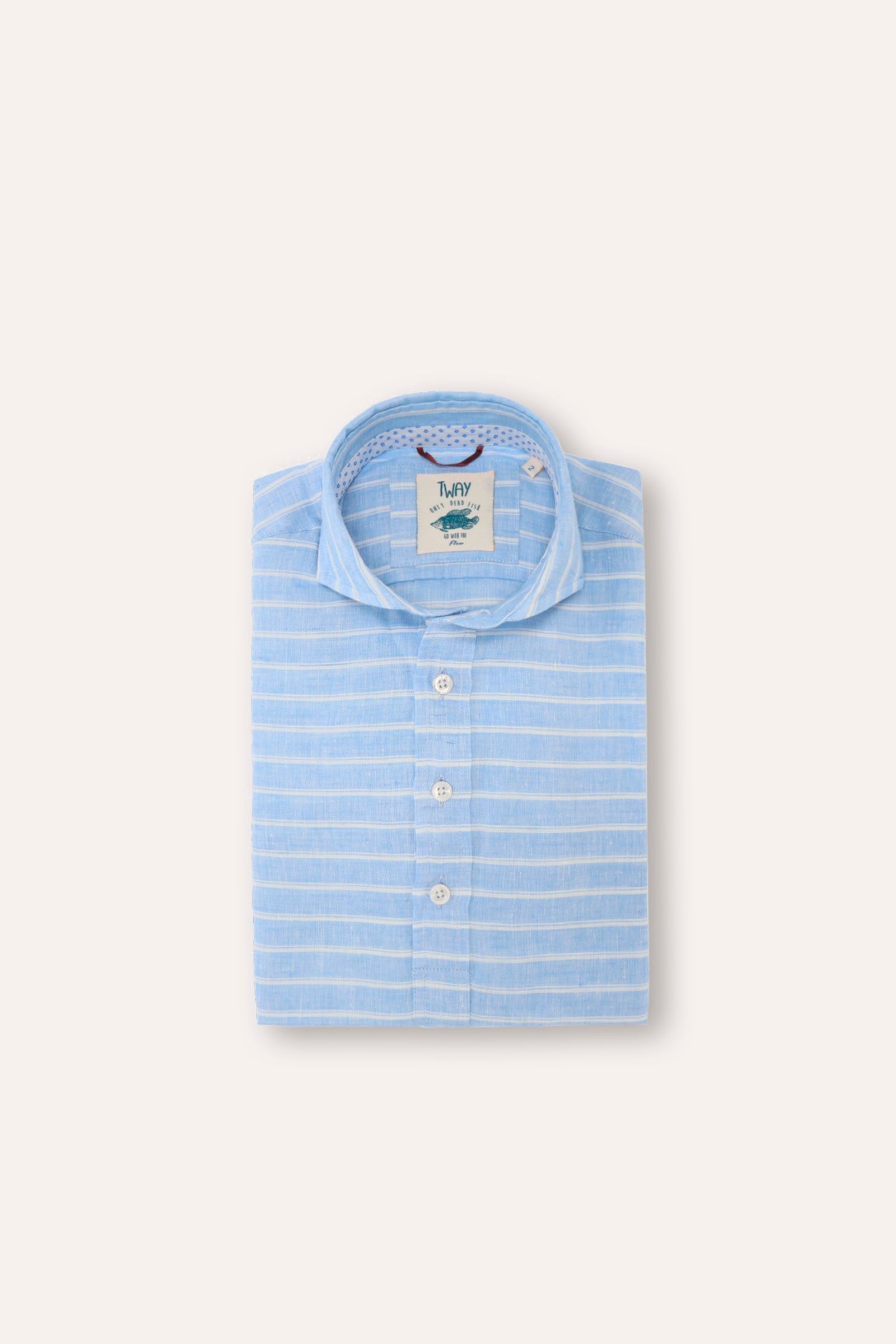 Polera Lino Azul Rayas Tway