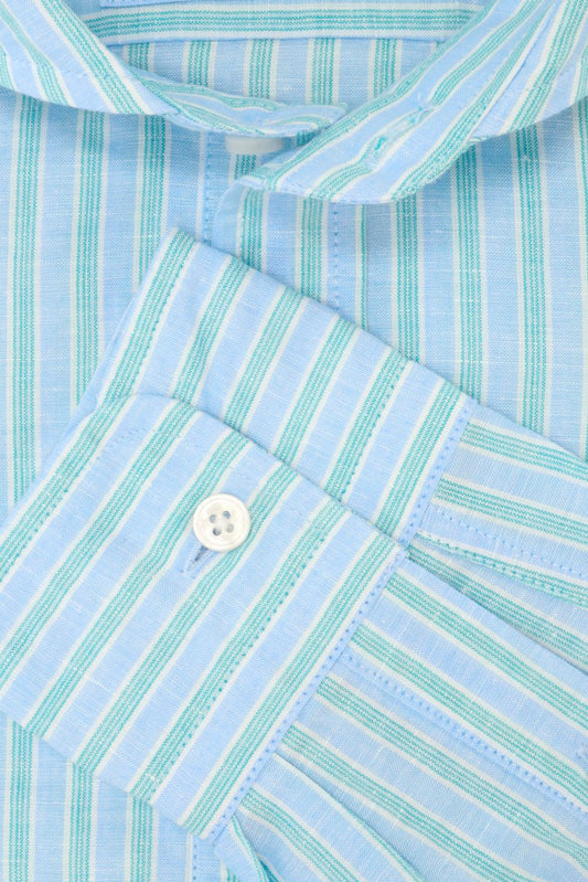 Polera Lino Azul Rayas Tway
