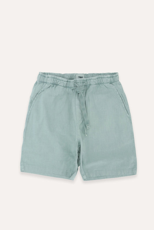 BERMUDAS DE LINO VERDE AGUA