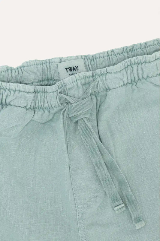 BERMUDAS DE LINO VERDE AGUA