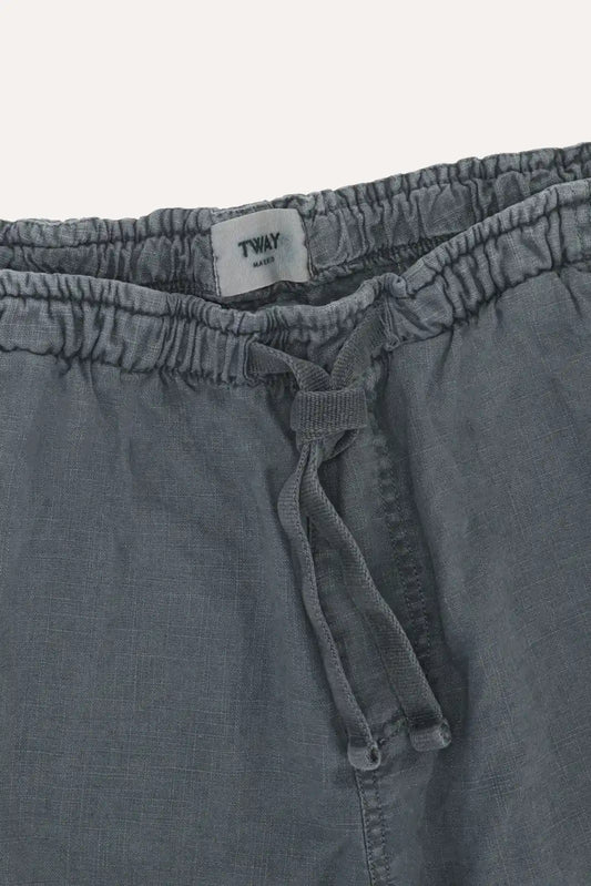 BERMUDAS DE LINO AZUL