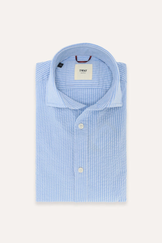 CAMISA RAYAS AZULES SEERSUCKER