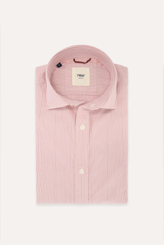 CAMISA ROSA CON RAYAS FINAS