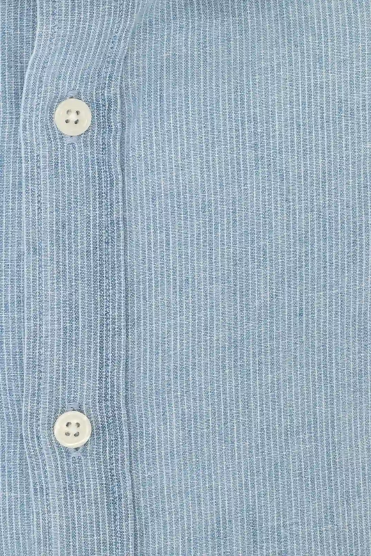 CAMISA AZUL LINO CON RAYA BLANCA