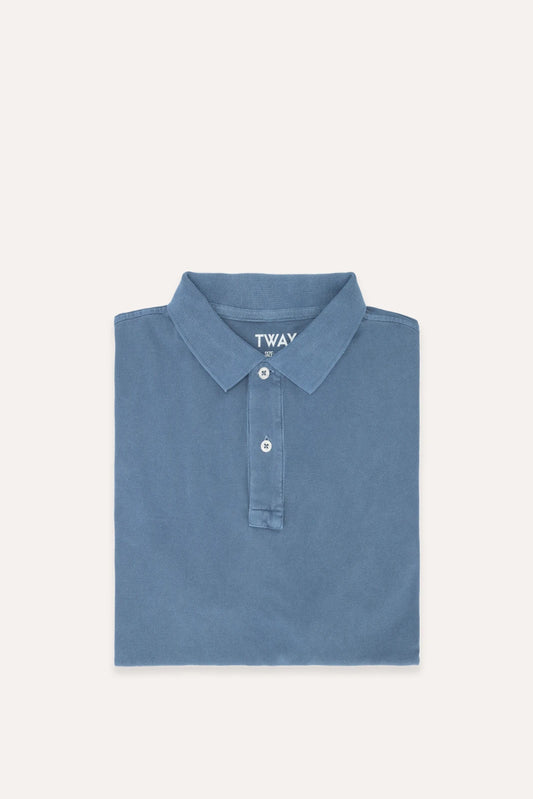 POLO MANGA CORTA PIQUÉ AZUL