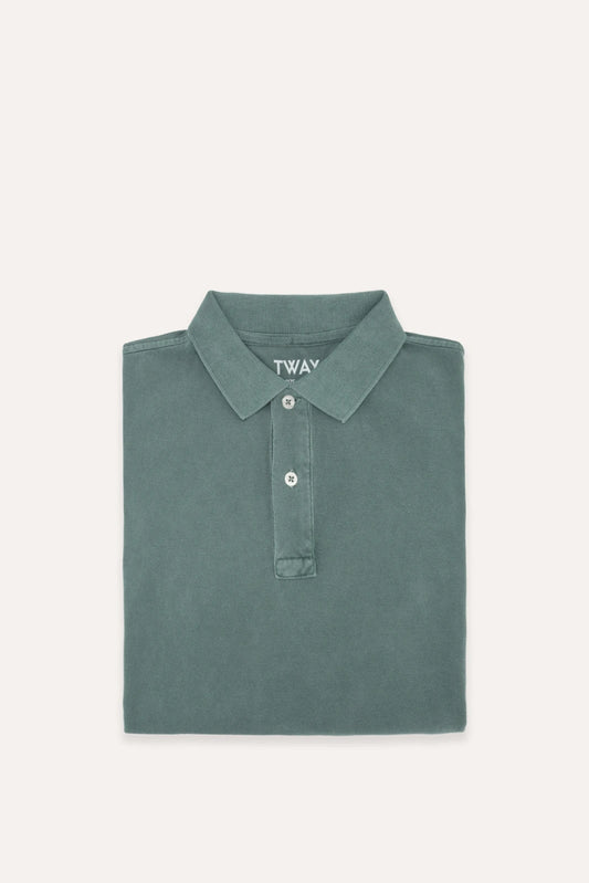 POLO MANGA CORTA PIQUÉ VERDE OSCURO