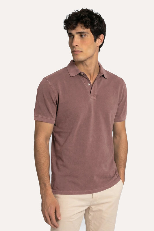 POLO MANGA CORTA PIQUÉ BURDEOS