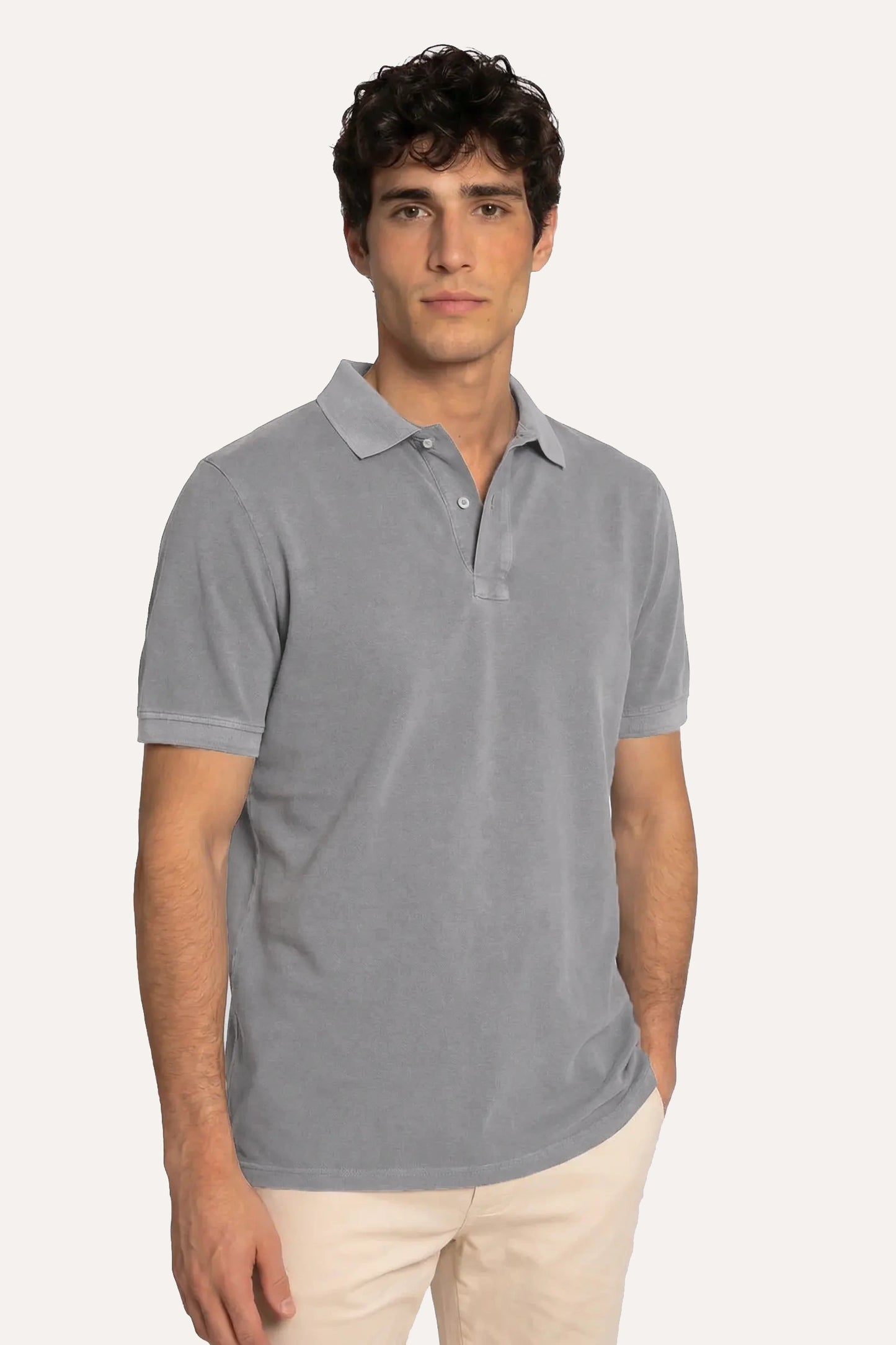 POLO MANGA CORTA PIQUÉ GRIS