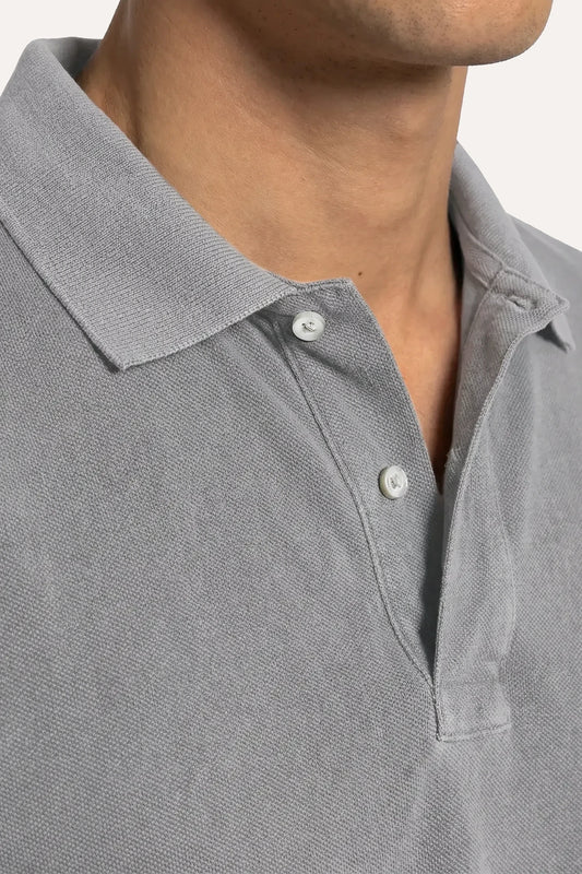 POLO MANGA CORTA PIQUÉ GRIS