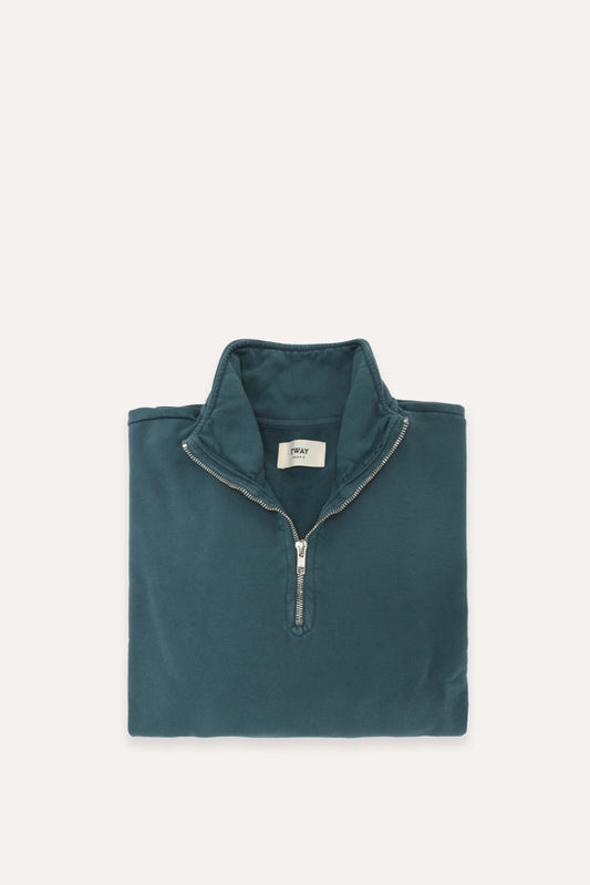 SUDADERA CON CREMALLERA AZUL VERDOSO