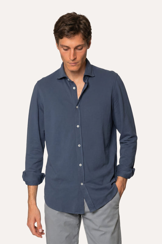 CAMISA PIQUÉ AZUL DENIM