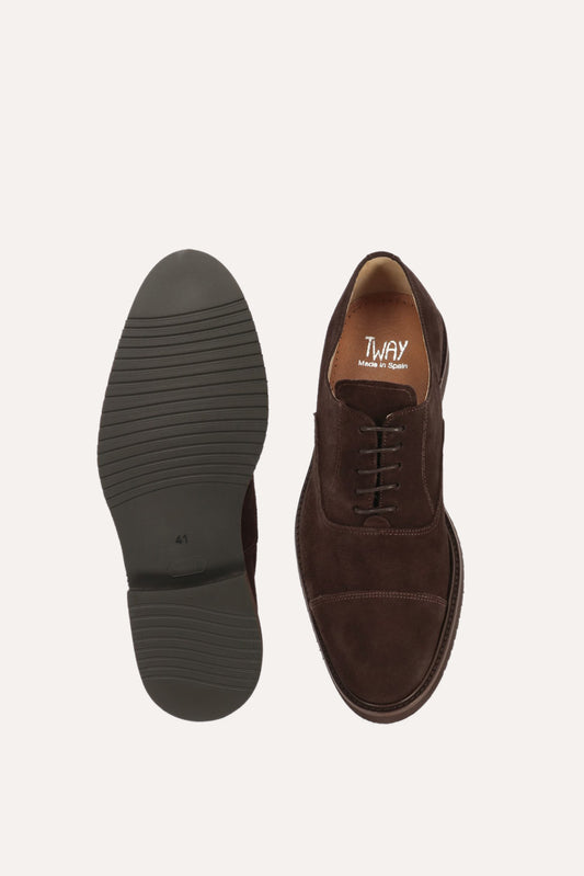 Zapato cordones serraje marron oscuro Tway