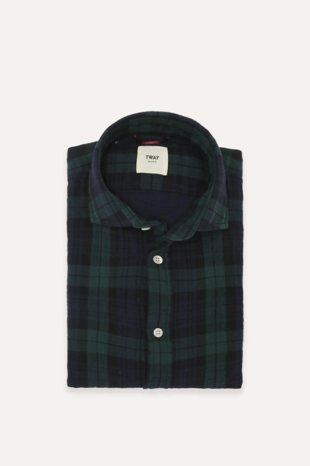 Camisa de cuadros azules y verdes de la marca Tway.