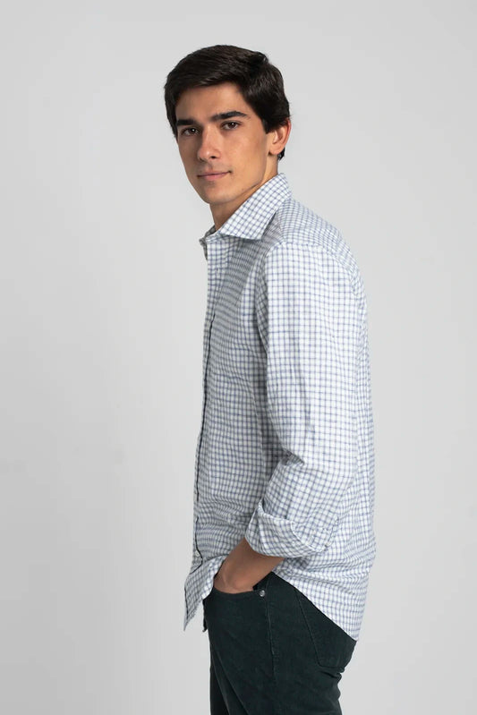 CAMISA CON CUADROS AZULES