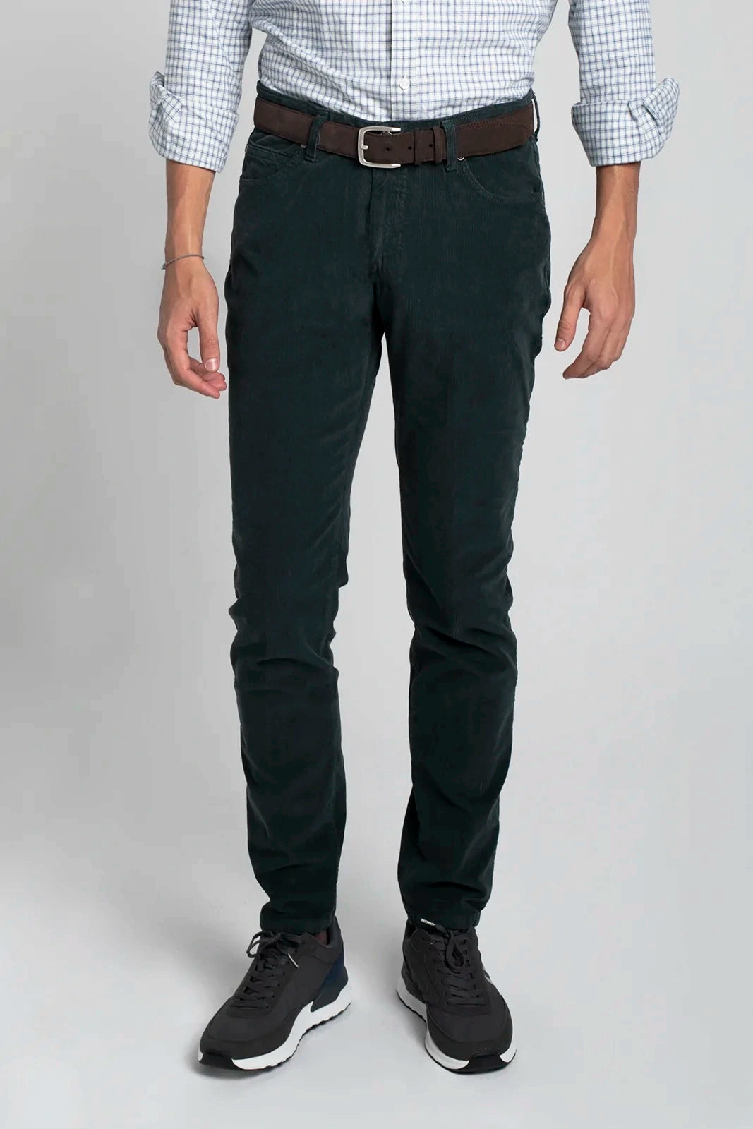 PANTALÓN 5 BOLSILLOS DE PANA AZUL VERDOSO