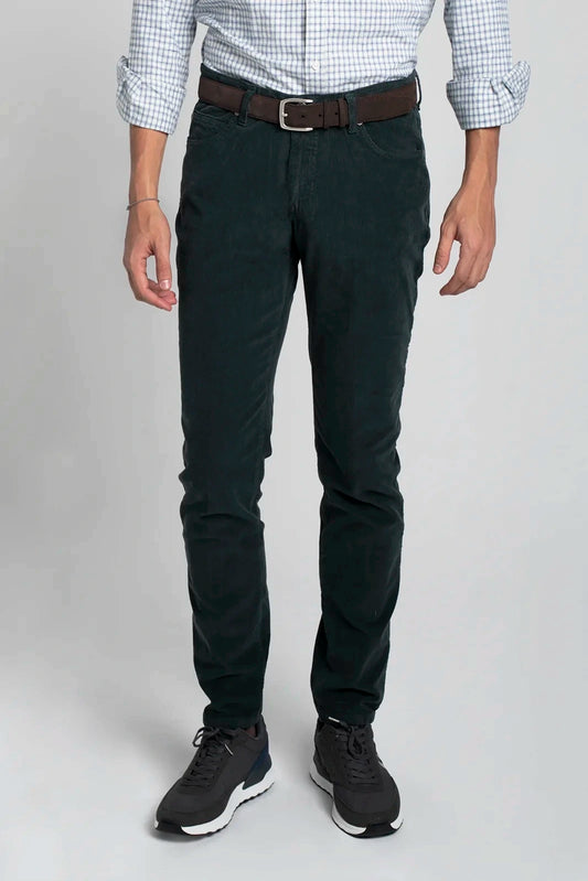 PANTALÓN 5 BOLSILLOS DE PANA AZUL VERDOSO