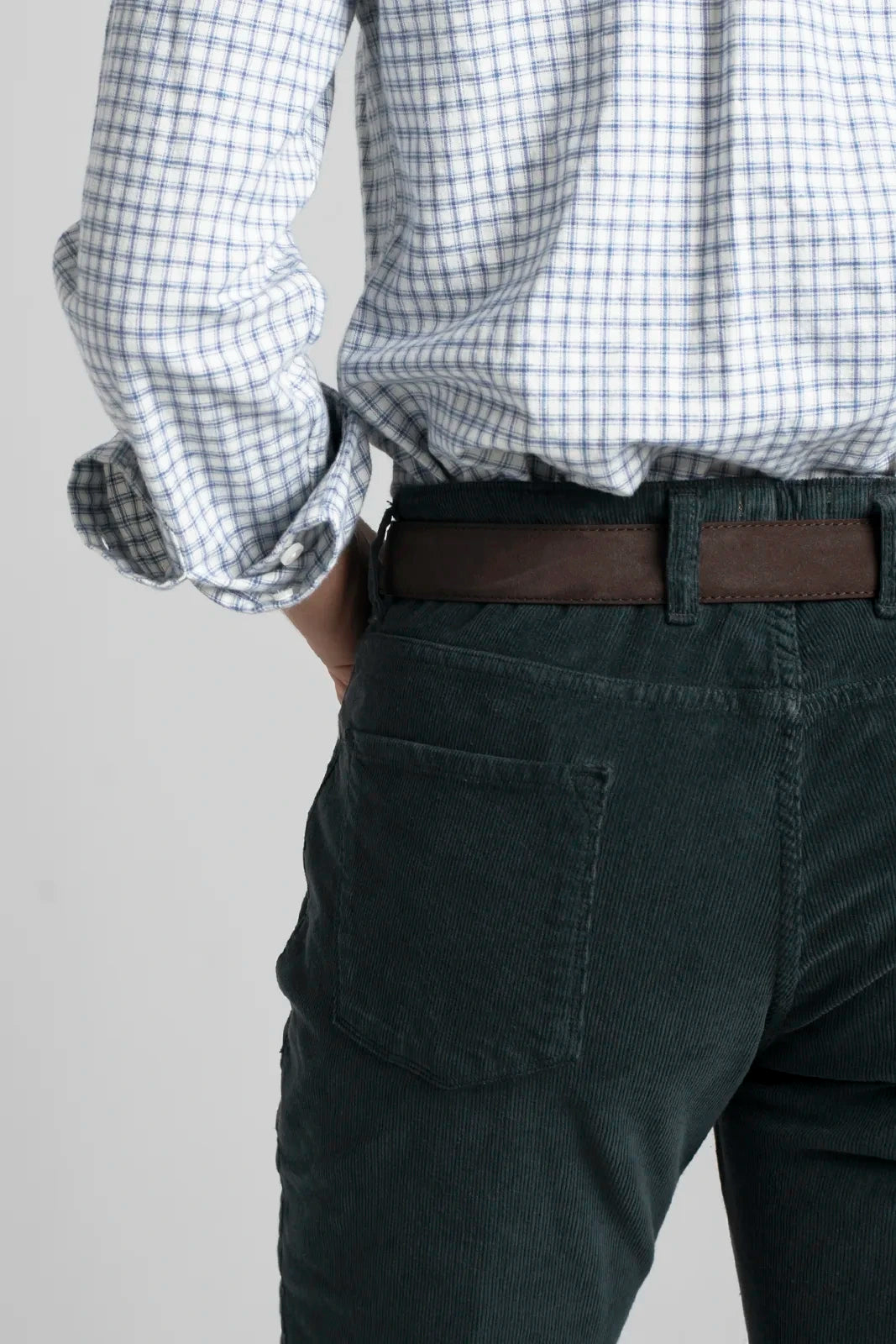 PANTALÓN 5 BOLSILLOS DE PANA AZUL VERDOSO