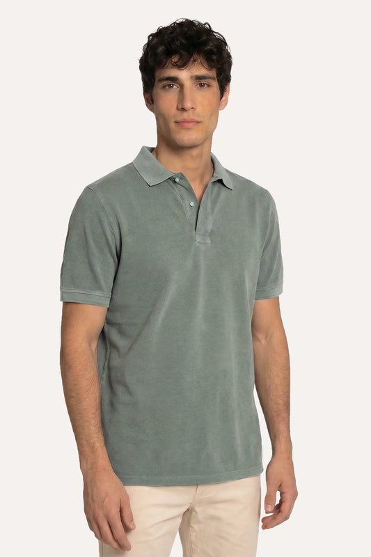 POLO MANGA CORTA PIQUÉ VERDE OSCURO